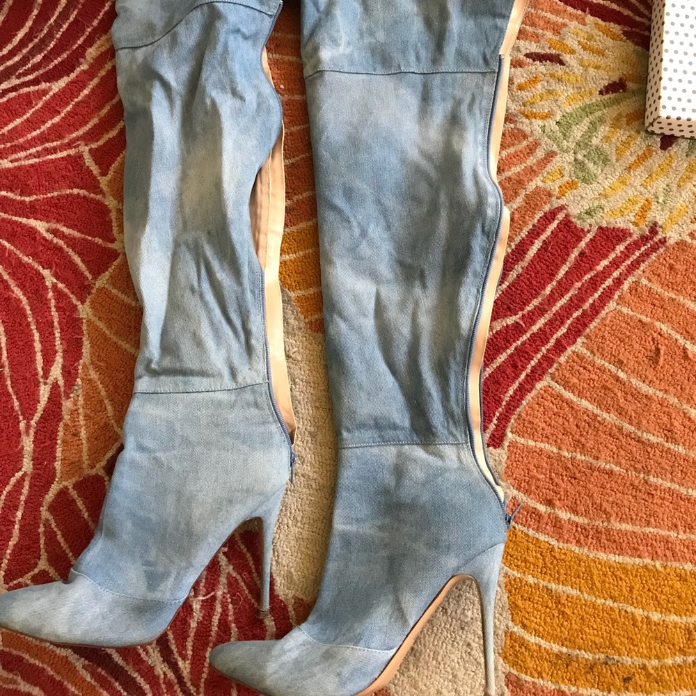 Denim Blue High Kneww Boots